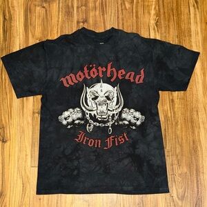 Liquid Blue men’s medium Graphic Tee shirt Black tie dye  Motorhead Iron Fist